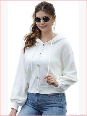 Hooded Knitted Cardigan Jacket Long Sleeve Cute Loose Sweater Tops